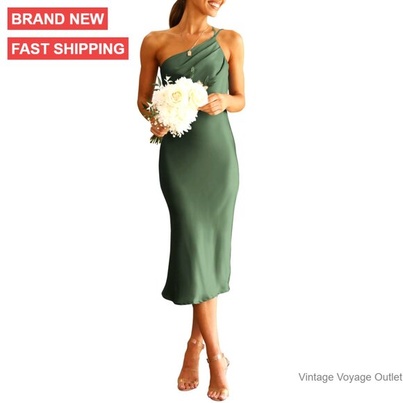 princess polly baby blue dress Satin Midi Dress One Shoulder Backless Ruched Bodycon Formal Summer